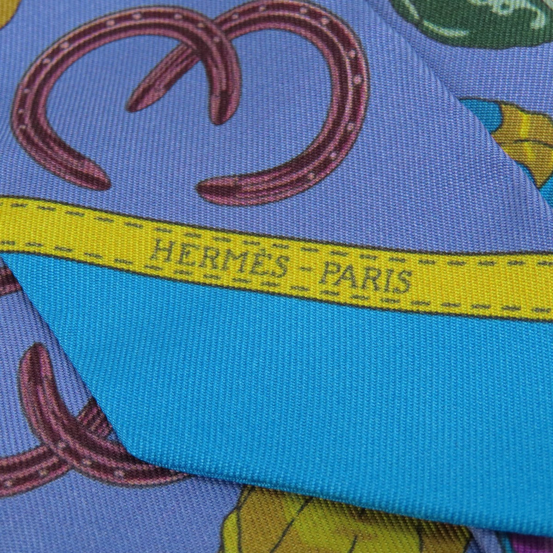 HERMES scarf silk blue Twilly Women Used Authentic