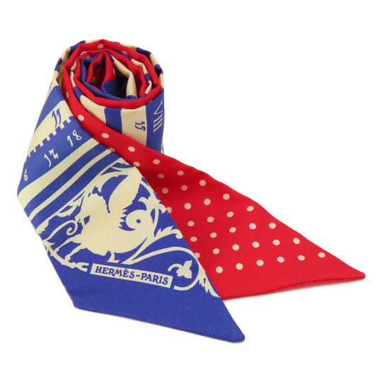HERMES scarf silk Red Twilly Women Used Authentic