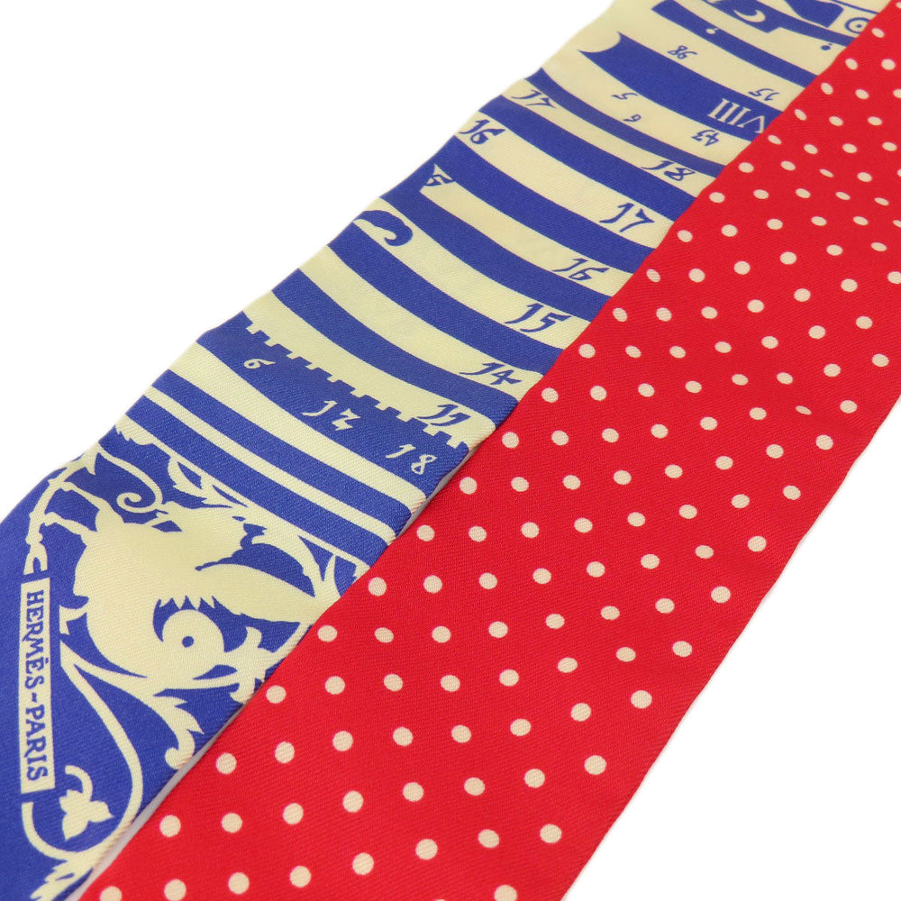 HERMES scarf silk Red Twilly Women Used Authentic