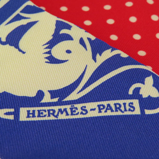 HERMES scarf silk Red Twilly Women Used Authentic