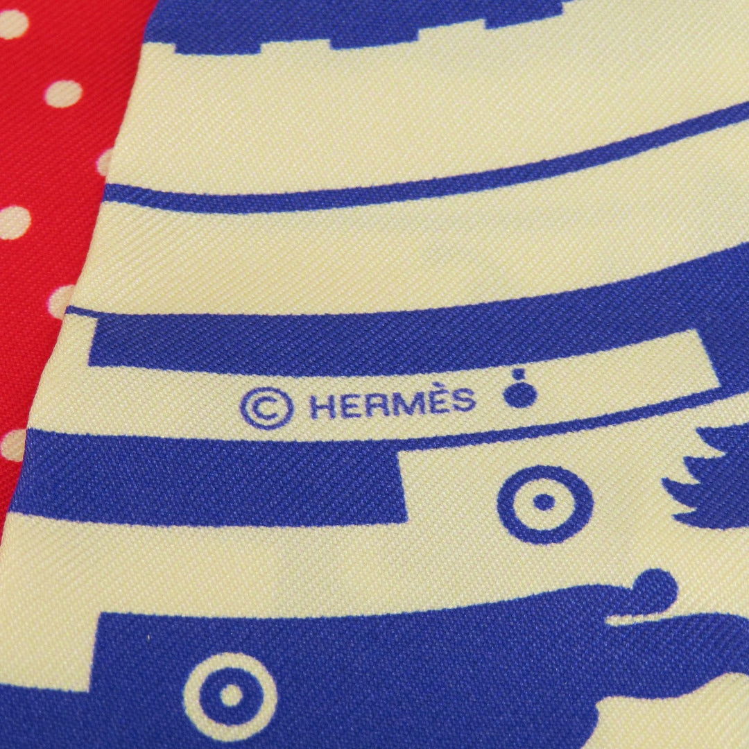 HERMES scarf silk Red Twilly Women Used Authentic