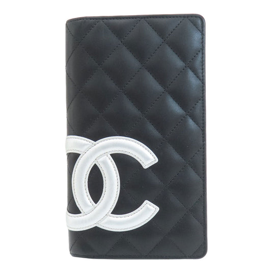 CHANEL Long Wallet Purse Calfskin black Cambon Line SilverMetal