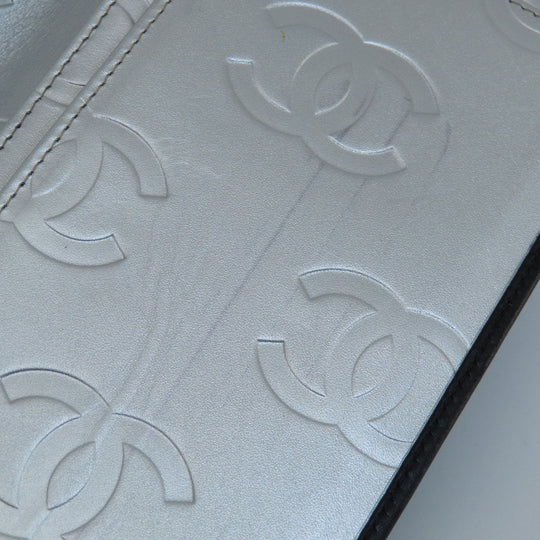 CHANEL Long Wallet Purse Calfskin black Cambon Line SilverMetal