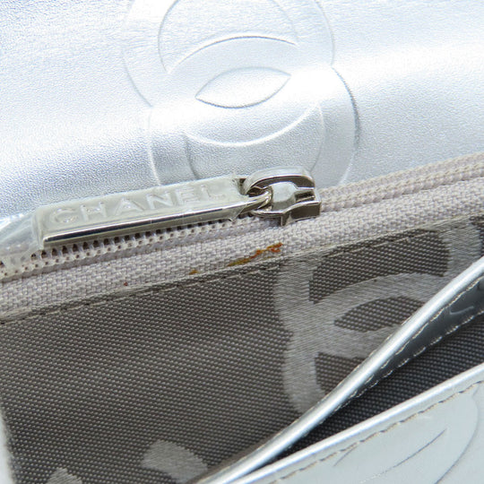 CHANEL Long Wallet Purse Calfskin black Cambon Line SilverMetal