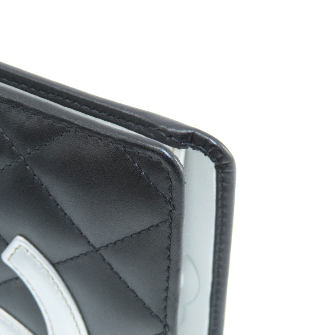 CHANEL Long Wallet Purse Calfskin black Cambon Line SilverMetal