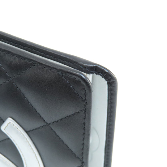 CHANEL Long Wallet Purse Calfskin black Cambon Line SilverMetal