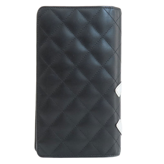 CHANEL Long Wallet Purse Calfskin black Cambon Line SilverMetal