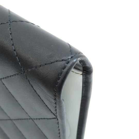 CHANEL Long Wallet Purse Calfskin black Cambon Line SilverMetal