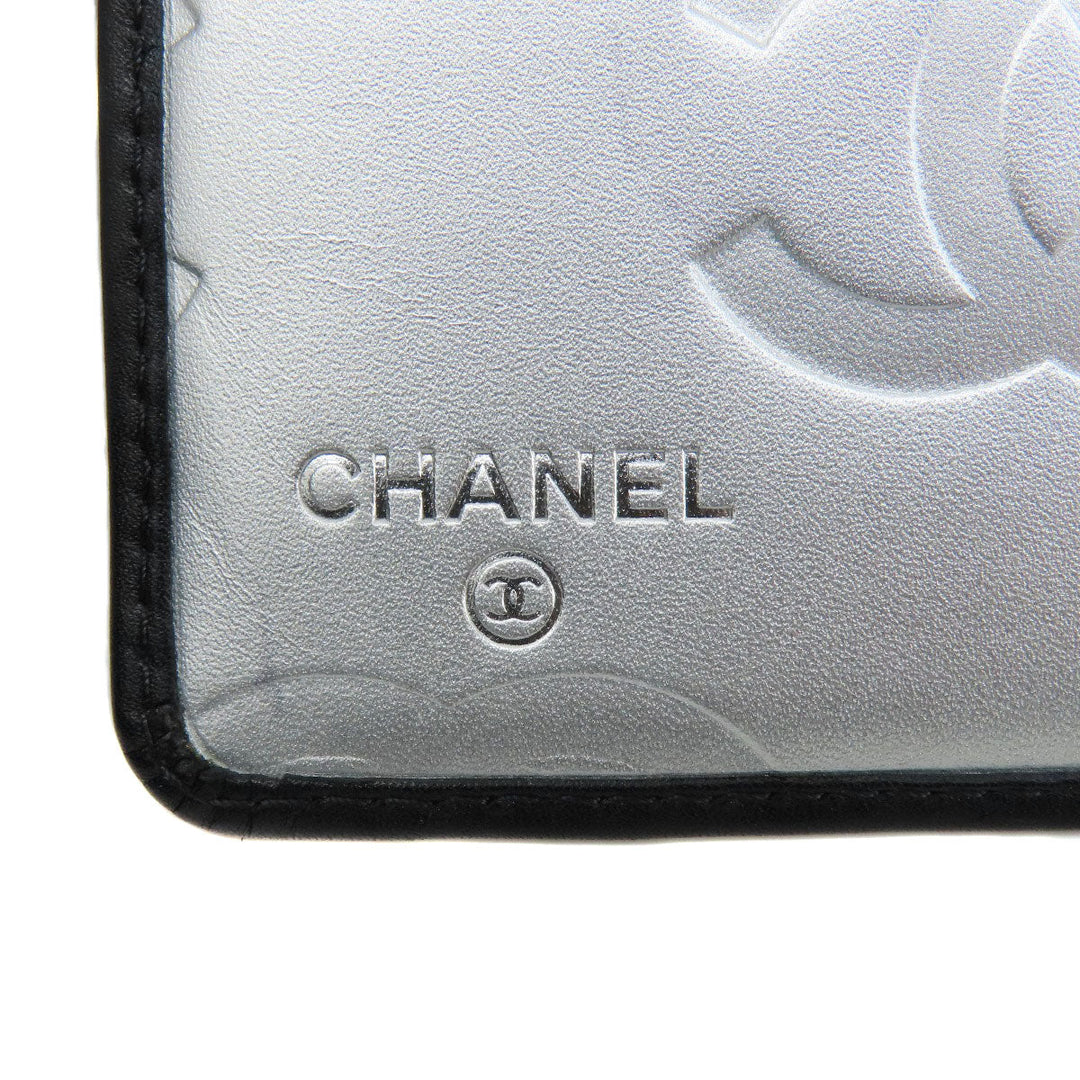CHANEL Long Wallet Purse Calfskin black Cambon Line SilverMetal