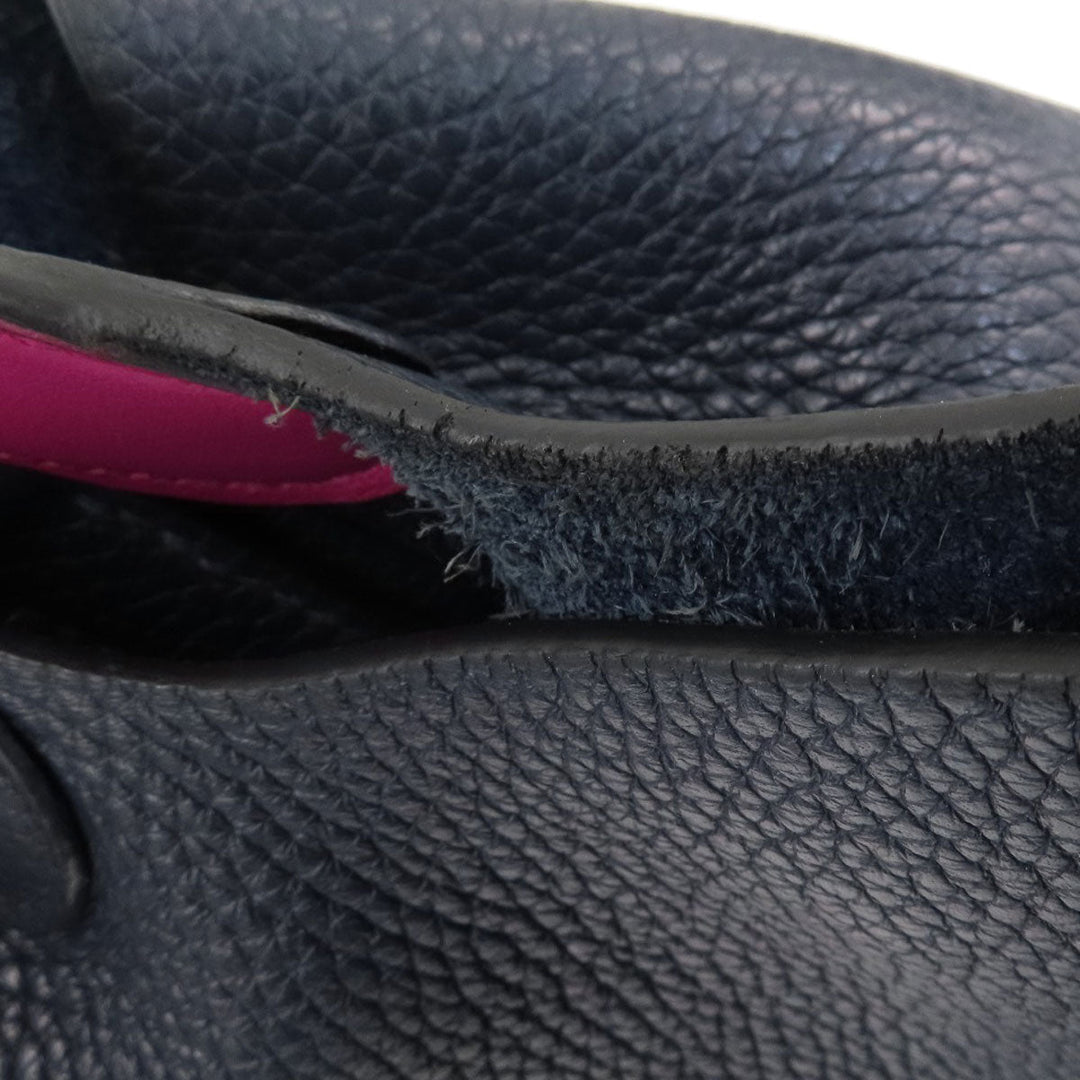 HERMES Handbag Taurillon Clemence blue Picotin Lock Eclat MM Blue Nuit Rose Purple SilverMetal Women Used Authentic