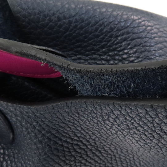 HERMES Handbag Taurillon Clemence blue Picotin Lock Eclat MM Blue Nuit Rose Purple SilverMetal Women Used Authentic