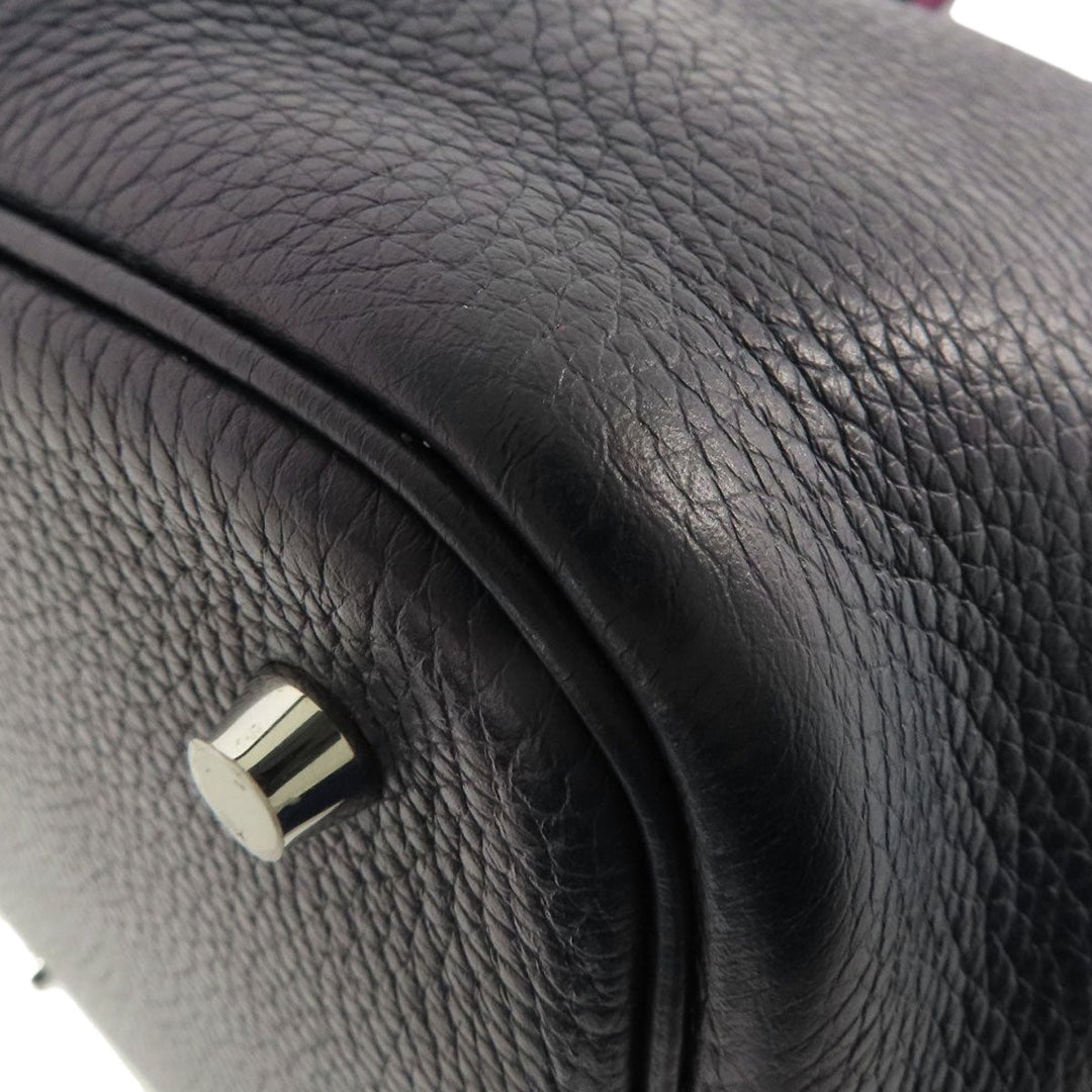 HERMES Handbag Taurillon Clemence blue Picotin Lock Eclat MM Blue Nuit Rose Purple SilverMetal Women Used Authentic