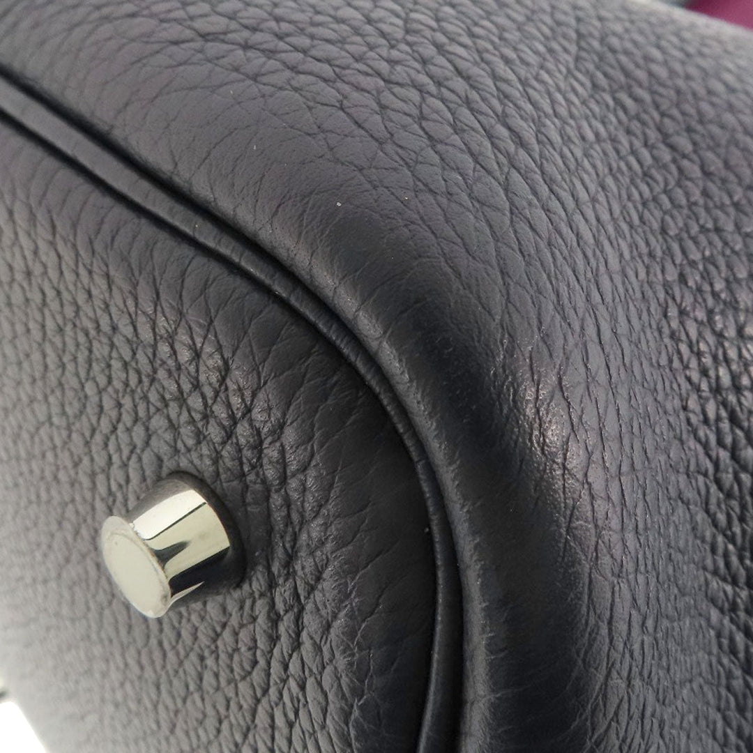 HERMES Handbag Taurillon Clemence blue Picotin Lock Eclat MM Blue Nuit Rose Purple SilverMetal Women Used Authentic