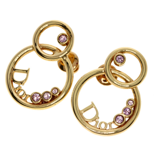 Christian Dior Pierce metallic gold Logo motif Women Used Authentic