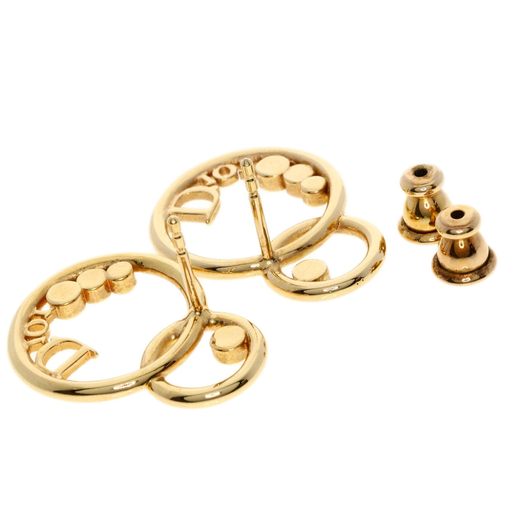 Christian Dior Pierce metallic gold Logo motif Women Used Authentic