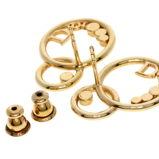 Christian Dior Pierce metallic gold Logo motif Women Used Authentic