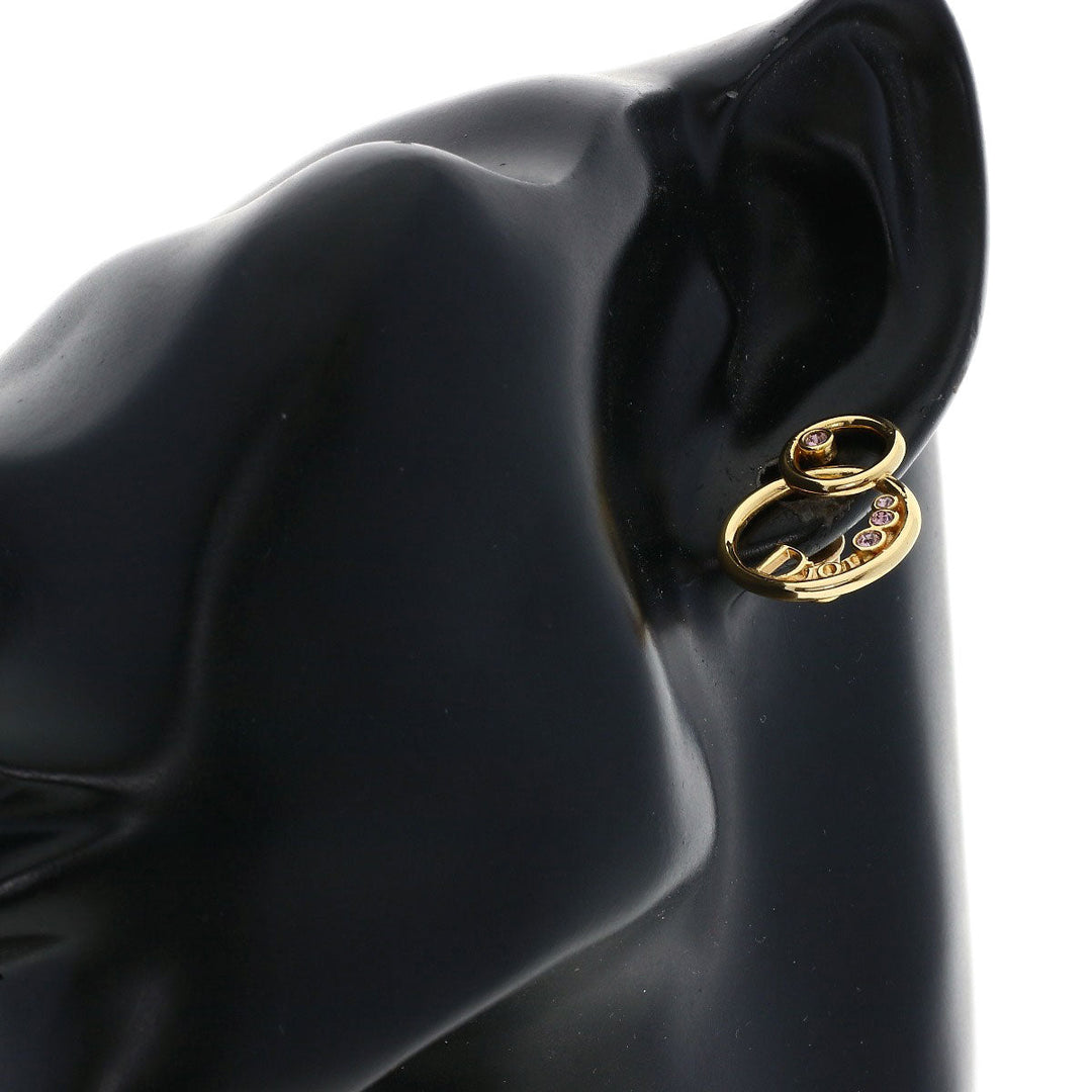Christian Dior Pierce metallic gold Logo motif Women Used Authentic