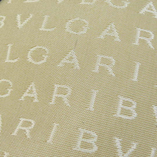 BVLGARI Handbag canvas beige Logo mania Women Used Authentic