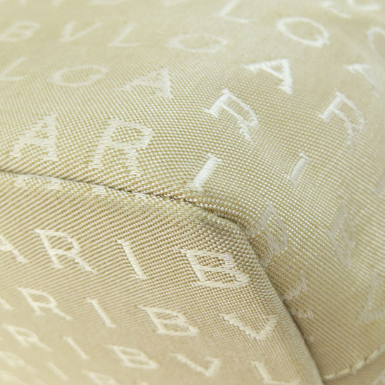BVLGARI Handbag canvas beige Logo mania Women Used Authentic