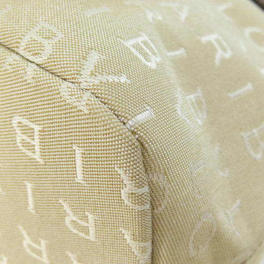 BVLGARI Handbag canvas beige Logo mania Women Used Authentic