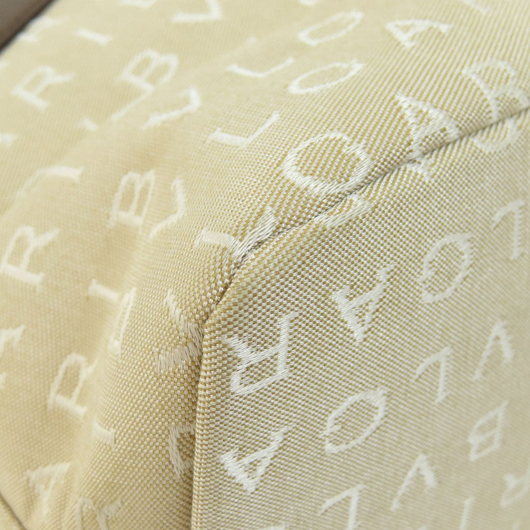 BVLGARI Handbag canvas beige Logo mania Women Used Authentic