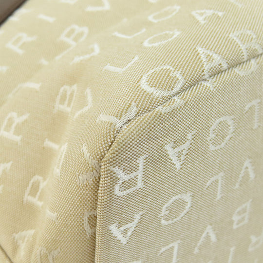 BVLGARI Handbag canvas beige Logo mania Women Used Authentic
