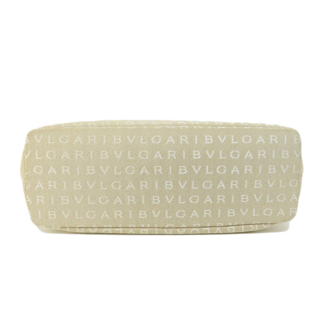 BVLGARI Handbag canvas beige Logo mania Women Used Authentic