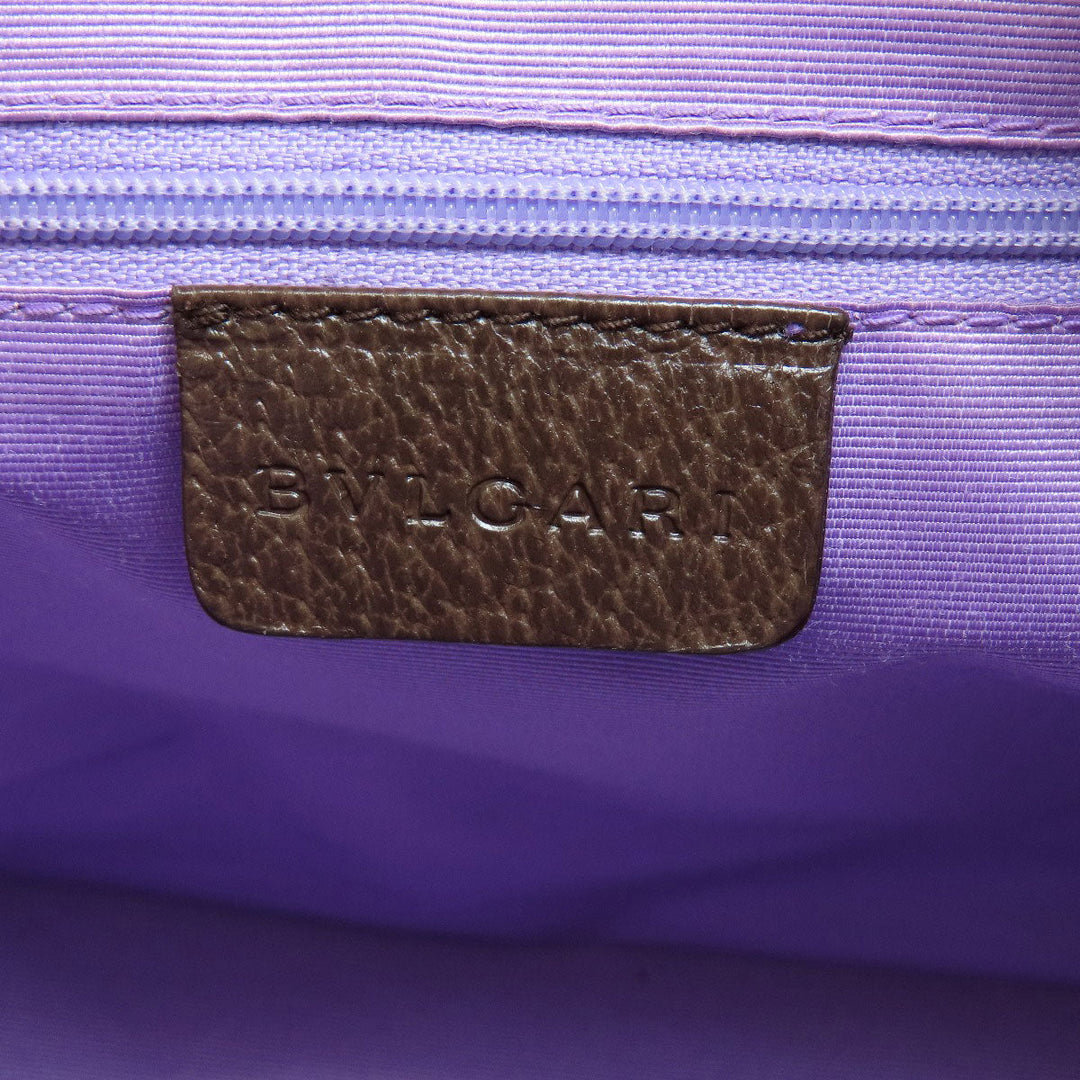 BVLGARI Handbag canvas beige Logo mania Women Used Authentic