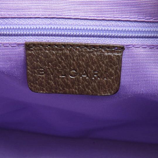 BVLGARI Handbag canvas beige Logo mania Women Used Authentic