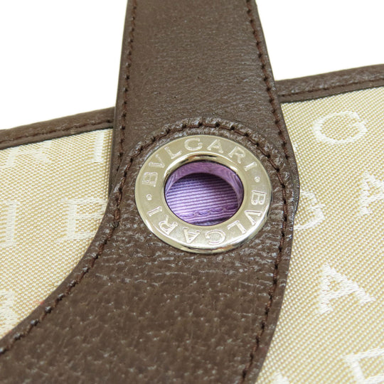 BVLGARI Handbag canvas beige Logo mania Women Used Authentic