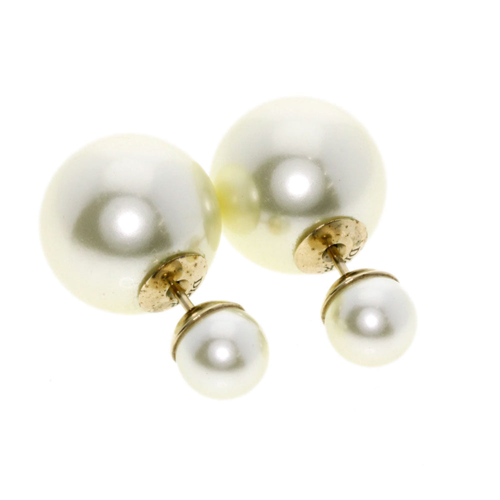 Christian Dior Pierce metallic gold Fake pearl Women Used Authentic