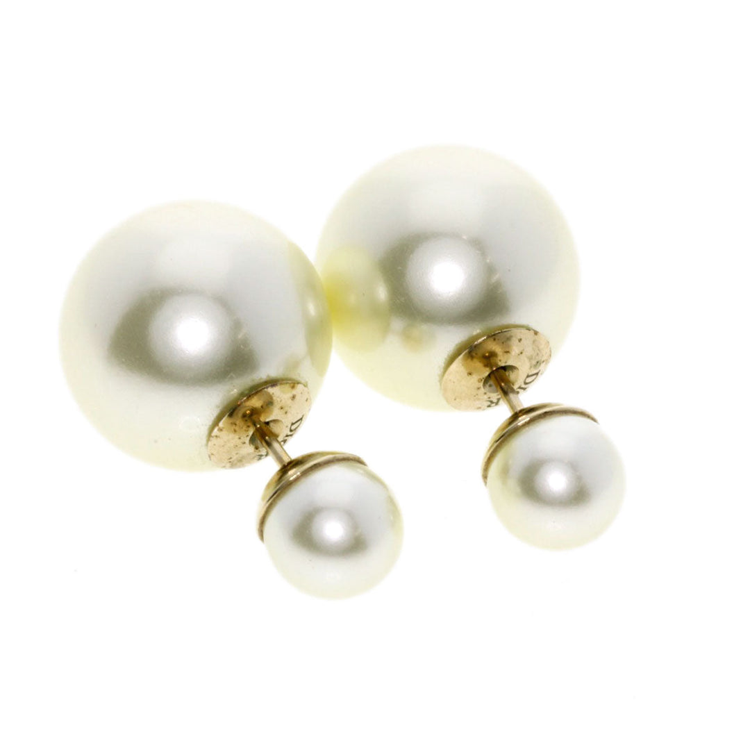 Christian Dior Pierce metallic gold Fake pearl Women Used Authentic