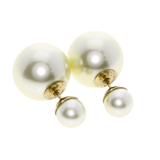 Christian Dior Pierce metallic gold Fake pearl Women Used Authentic