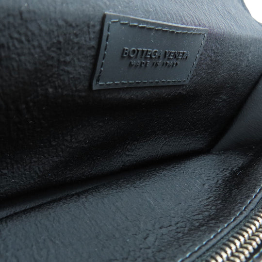 BOTTEGAVENETA Long Wallet Purse leather black MAXI INTRECCIATO mens Used Authentic
