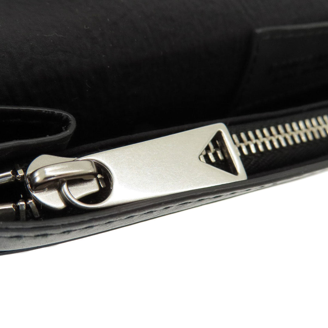BOTTEGAVENETA Long Wallet Purse leather black MAXI INTRECCIATO mens Used Authentic