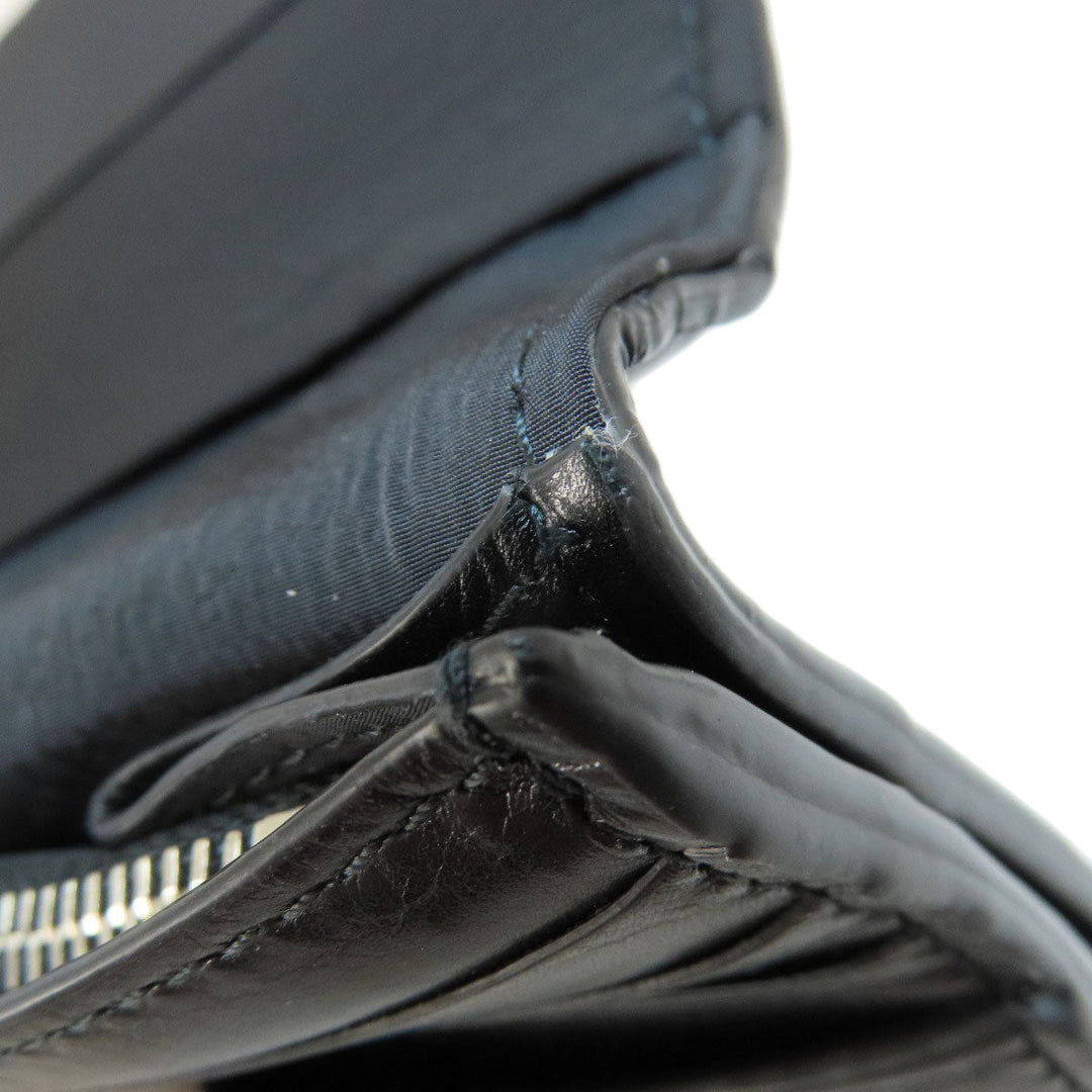 BOTTEGAVENETA Long Wallet Purse leather black MAXI INTRECCIATO mens Used Authentic