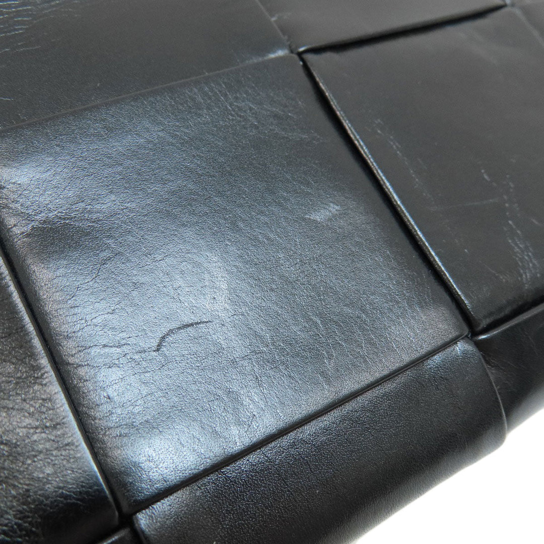 BOTTEGAVENETA Long Wallet Purse leather black MAXI INTRECCIATO mens Used Authentic
