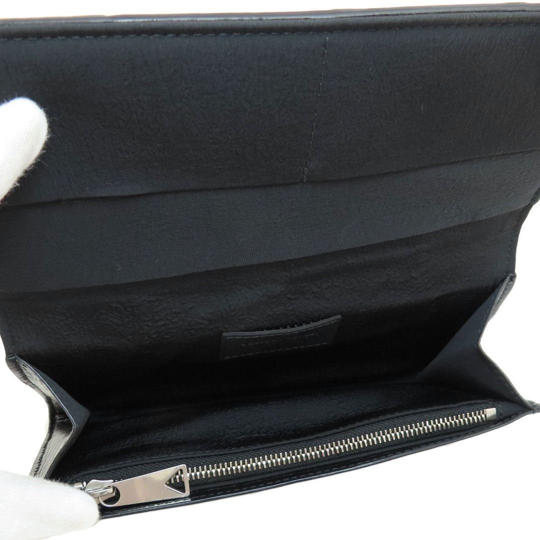 BOTTEGAVENETA Long Wallet Purse leather black MAXI INTRECCIATO mens Used Authentic