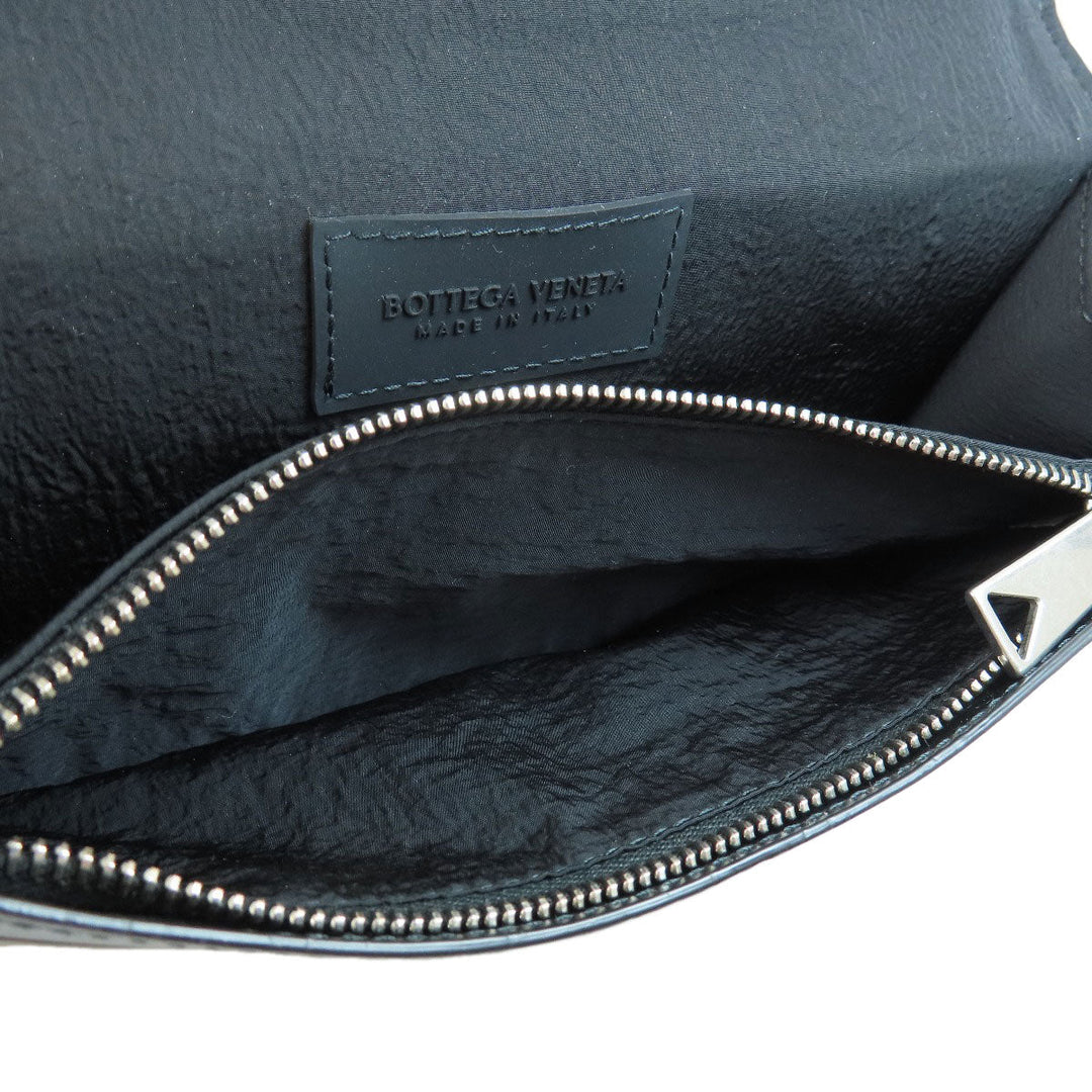 BOTTEGAVENETA Long Wallet Purse leather black MAXI INTRECCIATO mens Used Authentic