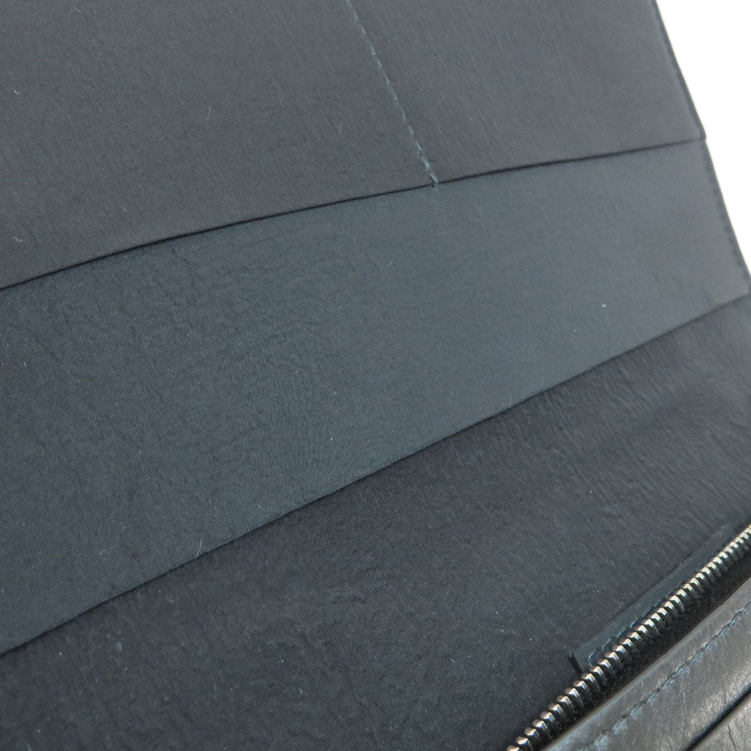 BOTTEGAVENETA Long Wallet Purse leather black MAXI INTRECCIATO mens Used Authentic