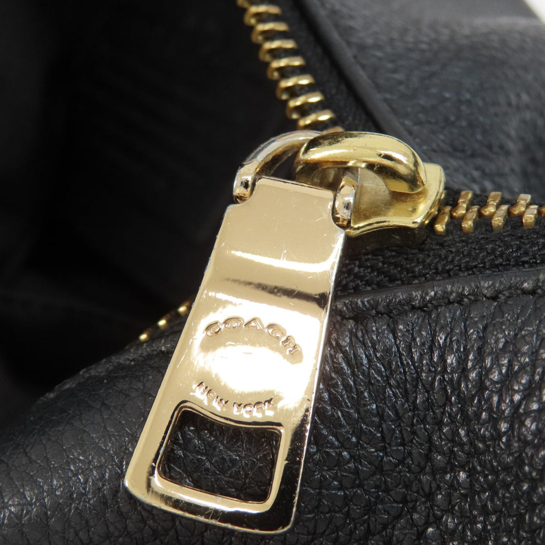 COACH Handbag F36628 leather black logo Women Used Authentic