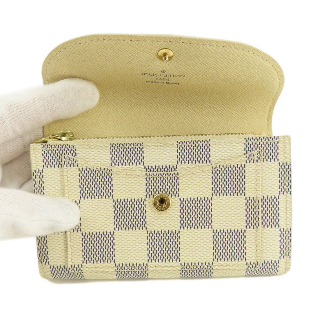 LOUIS VUITTON Coin case M9835 Damier canvas white Santur Pochette Solo Damier Azur Women Used Authentic