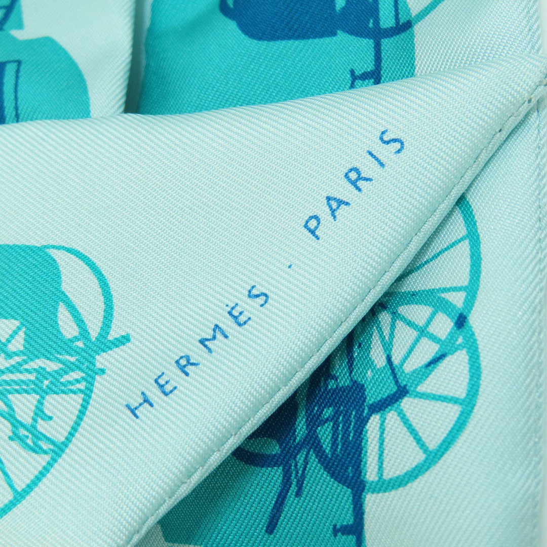 HERMES scarf silk green Twilly Women Used Authentic