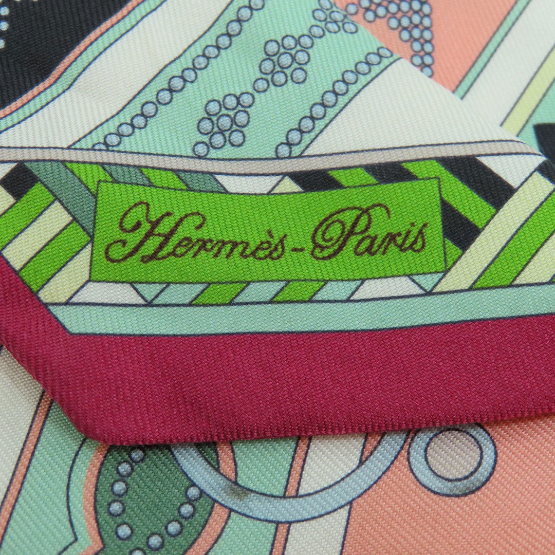 HERMES scarf silk green Twilly scarf Women Used Authentic
