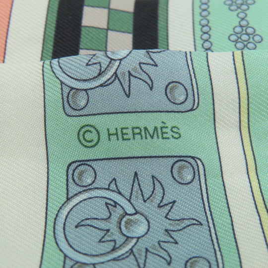 HERMES scarf silk green Twilly scarf Women Used Authentic