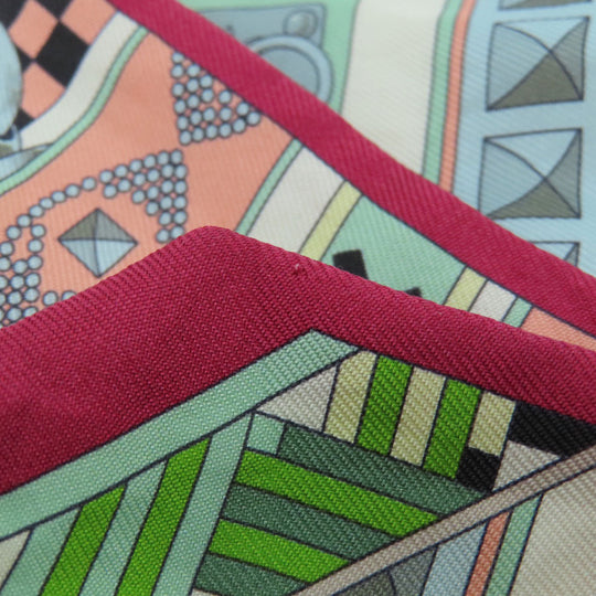HERMES scarf silk green Twilly scarf Women Used Authentic