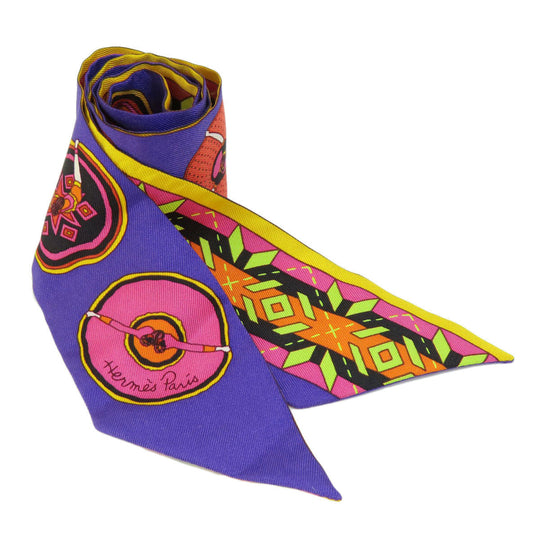 HERMES scarf silk purple Twilly Women Used Authentic
