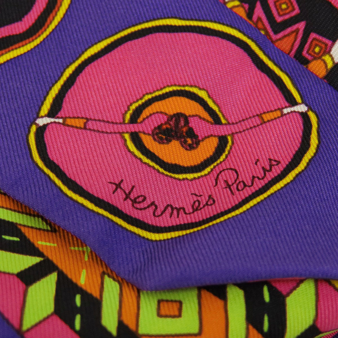 HERMES scarf silk purple Twilly Women Used Authentic