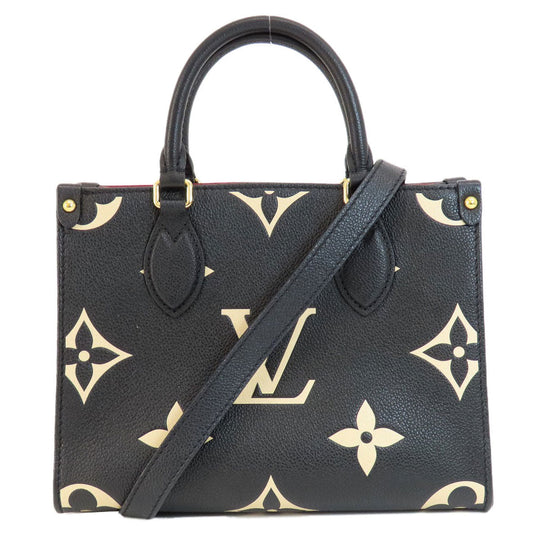 LOUIS VUITTON Handbag M45659 Ann Platt black On the Go PM Black Beige Women Used Authentic