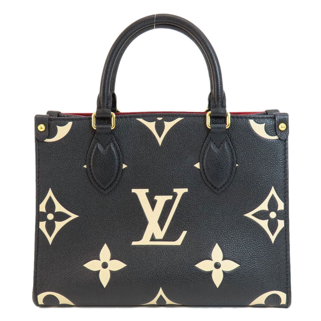 LOUIS VUITTON Handbag M45659 Ann Platt black On the Go PM Black Beige Women Used Authentic